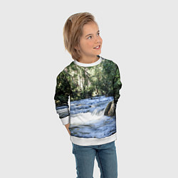 Свитшот детский Течёт река в лесу, цвет: 3D-белый — фото 2