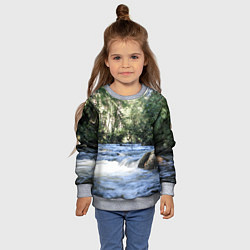 Свитшот детский Течёт река в лесу, цвет: 3D-меланж — фото 2