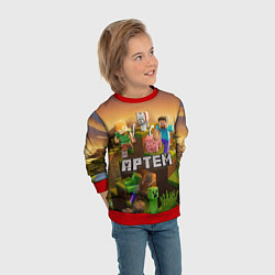 Свитшот детский Артем Minecraft, цвет: 3D-красный — фото 2