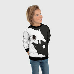 Свитшот детский Волки инь и ян, цвет: 3D-черный — фото 2