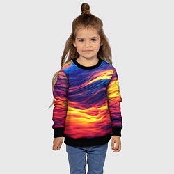 Свитшот детский Волны неон, цвет: 3D-черный — фото 2