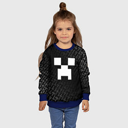 Свитшот детский Криппер - паттерн инструментов - Майнкрафт, цвет: 3D-синий — фото 2