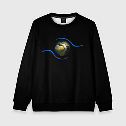 Свитшот детский Планета Земля в руках человека, цвет: 3D-черный
