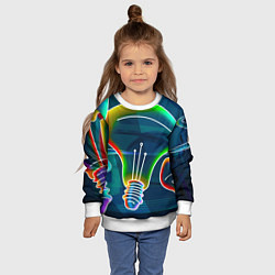 Свитшот детский Неоновые лампы - коллаж, цвет: 3D-белый — фото 2