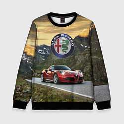 Свитшот детский Альфа - Ромео на горной дороге, цвет: 3D-черный