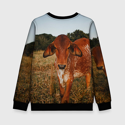 Детский свитшот Коровка на поле / 3D-Черный – фото 2