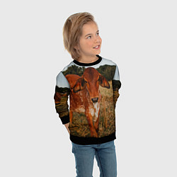 Свитшот детский Коровка на поле, цвет: 3D-черный — фото 2