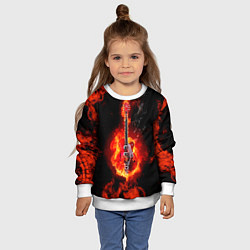 Свитшот детский Огненная гитара, цвет: 3D-белый — фото 2