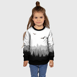 Свитшот детский Птицы над лесом, цвет: 3D-черный — фото 2