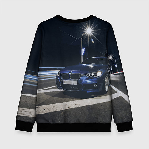 Детский свитшот BMW на ночной трассе / 3D-Черный – фото 2