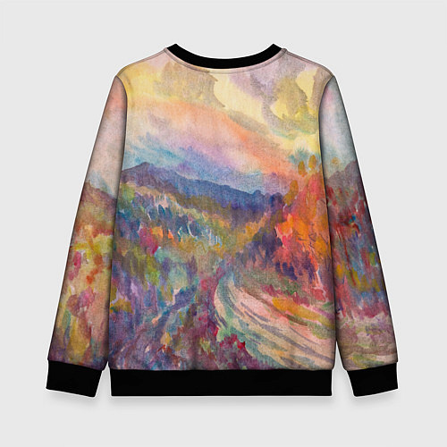 Детский свитшот Осенний пейзаж акварель / 3D-Черный – фото 2
