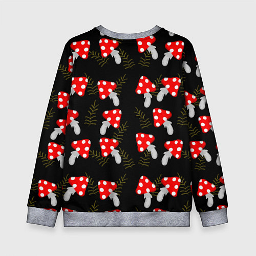 Детский свитшот Мухоморы на черном фоне / 3D-Меланж – фото 2