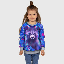 Свитшот детский Волшебный енот в цветах, цвет: 3D-меланж — фото 2