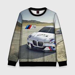 Свитшот детский Спортивная бэха на гоночной трассе, цвет: 3D-черный