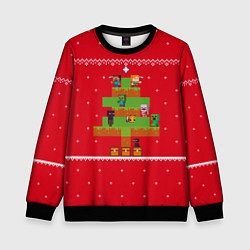 Свитшот детский Майнкрафт : Новогодний свитер, цвет: 3D-черный