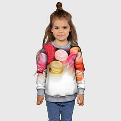 Свитшот детский Разноцветные макаруны, цвет: 3D-меланж — фото 2