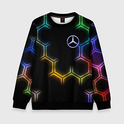 Свитшот детский Mercedes - neon pattern, цвет: 3D-черный