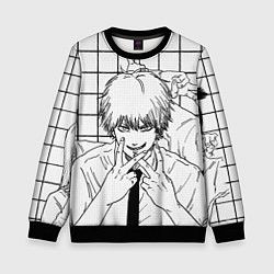 Свитшот детский Человек бензопила - Кадр манги, цвет: 3D-черный