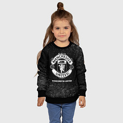 Свитшот детский Manchester United с потертостями на темном фоне, цвет: 3D-черный — фото 2