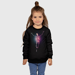 Свитшот детский Скелет в неоновом свете, цвет: 3D-черный — фото 2