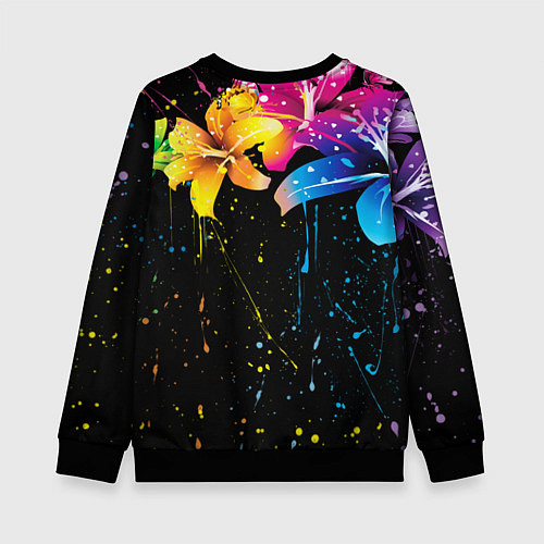 Детский свитшот Цветные лилии / 3D-Черный – фото 2