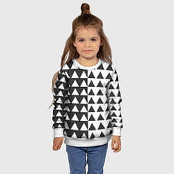 Свитшот детский Черно-белые треугольники паттерн, цвет: 3D-белый — фото 2
