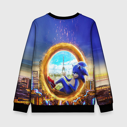 Детский свитшот Соник в кино / 3D-Черный – фото 2
