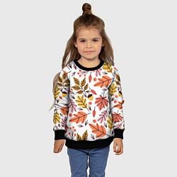 Свитшот детский Осенний паттерн - листья, цвет: 3D-черный — фото 2