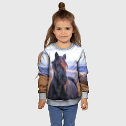 Свитшот детский Черный конь, цвет: 3D-меланж — фото 2