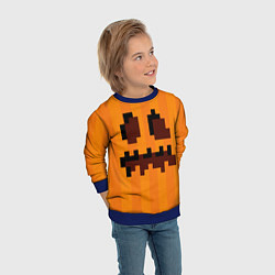 Свитшот детский Тыква - Майнкрафт - Хеллоуин, цвет: 3D-синий — фото 2