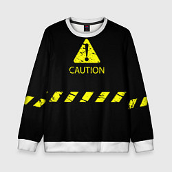 Свитшот детский CAUTION - Осторожно опасность, цвет: 3D-белый