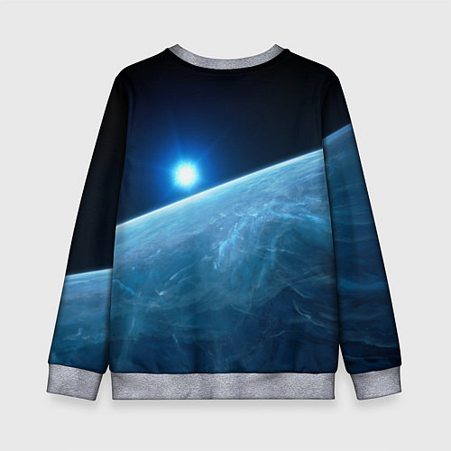 Детский свитшот Яркая звезда над горизонтом - космос / 3D-Меланж – фото 2