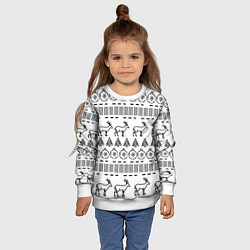 Свитшот детский Черно-белый узор с оленями, цвет: 3D-белый — фото 2