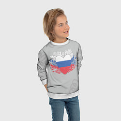 Свитшот детский Россия сердце, цвет: 3D-белый — фото 2