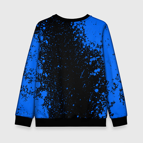 Детский свитшот Радужные друзья Синий - брызги краски / 3D-Черный – фото 2