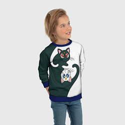 Свитшот детский Луна и Артемис инь-янь, цвет: 3D-синий — фото 2