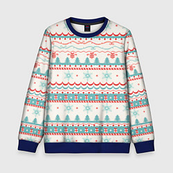 Свитшот детский Новогодний свитер, но без оленей, цвет: 3D-синий