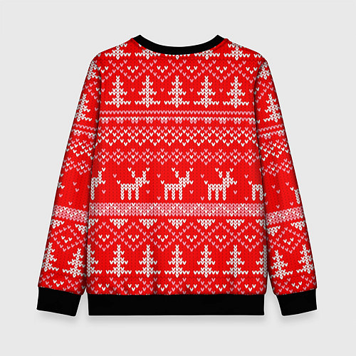 Детский свитшот Рождественский красный свитер с оленями / 3D-Черный – фото 2