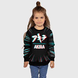 Свитшот детский Символ Akira в стиле glitch на темном фоне, цвет: 3D-черный — фото 2