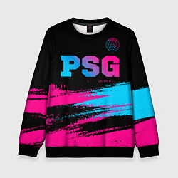 Свитшот детский PSG - neon gradient: символ сверху, цвет: 3D-черный