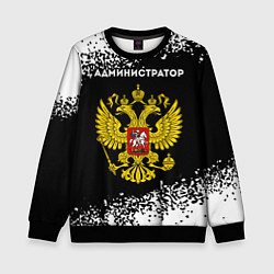 Свитшот детский Администратор из России и герб РФ, цвет: 3D-черный