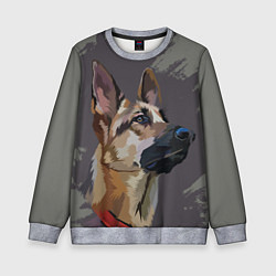 Свитшот детский Голова немецкой овчарки, цвет: 3D-меланж