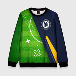 Свитшот детский Chelsea football field, цвет: 3D-черный