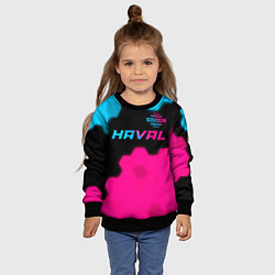 Свитшот детский Haval - neon gradient: символ сверху, цвет: 3D-черный — фото 2