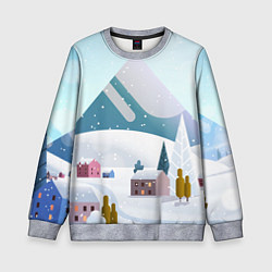 Свитшот детский Зимние горы - минимализм, цвет: 3D-меланж