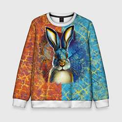 Свитшот детский Огненный новогодний кролик, цвет: 3D-белый