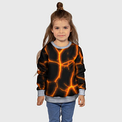 Свитшот детский Оранжевые неоновые трещины, цвет: 3D-меланж — фото 2