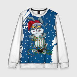 Свитшот детский Кролик и гирлянда - 2023, цвет: 3D-белый