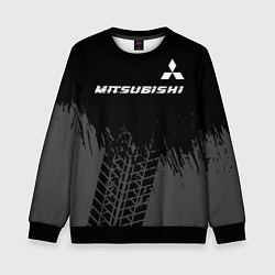 Свитшот детский Mitsubishi speed на темном фоне со следами шин: си, цвет: 3D-черный