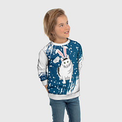 Свитшот детский Новогодний кот Бендер - 2023, цвет: 3D-белый — фото 2